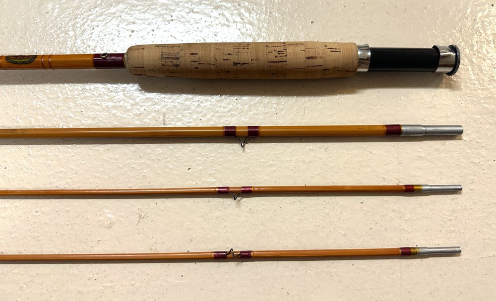 Antique Bamboo 3 Piece Fly Fishing Rod & Reel