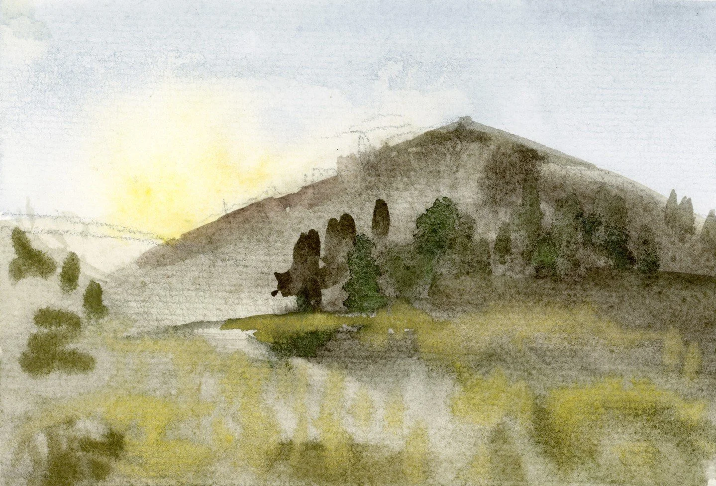 Finally Spring #2'⁠, 2025⁠
5x7 in., graphite and watercolor on Strathmore ⁠

From the Delusions of Grandeur series⁠
⁠
⁠