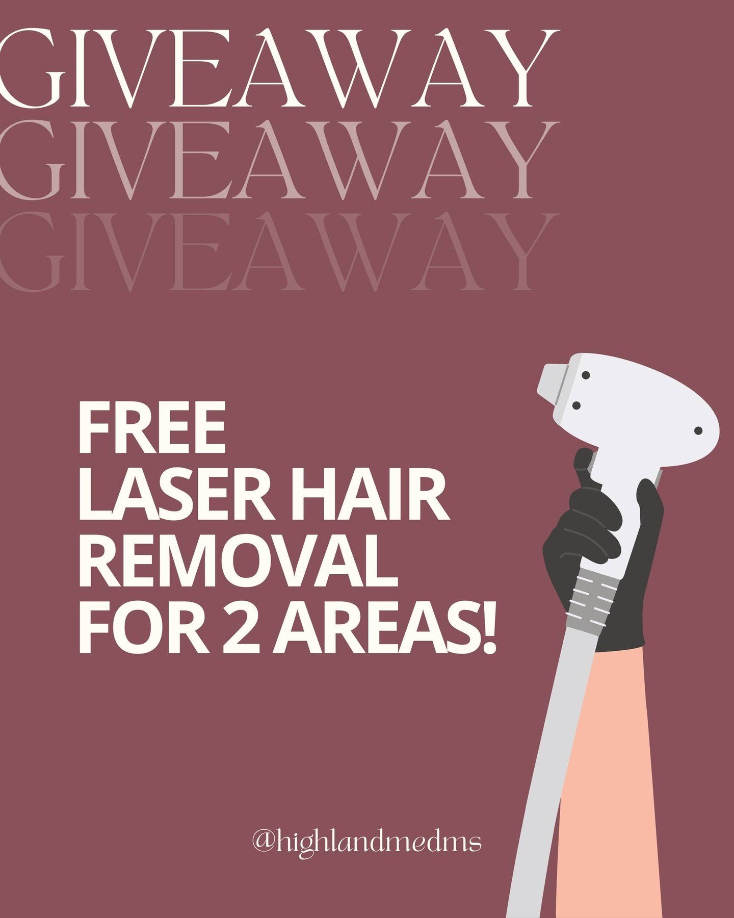 ✨️GIVEAWAY✨️ Summer is {finally} almost here and we&rsquo;re giving away FREE laser hair removal sessions!⁠
⁠
The winner will receive up to 5 FREE sessions for brazilian and underarms! Here&rsquo;s how to enter:⁠
⁠
✨️ Follow @highlandmedms, @saracour