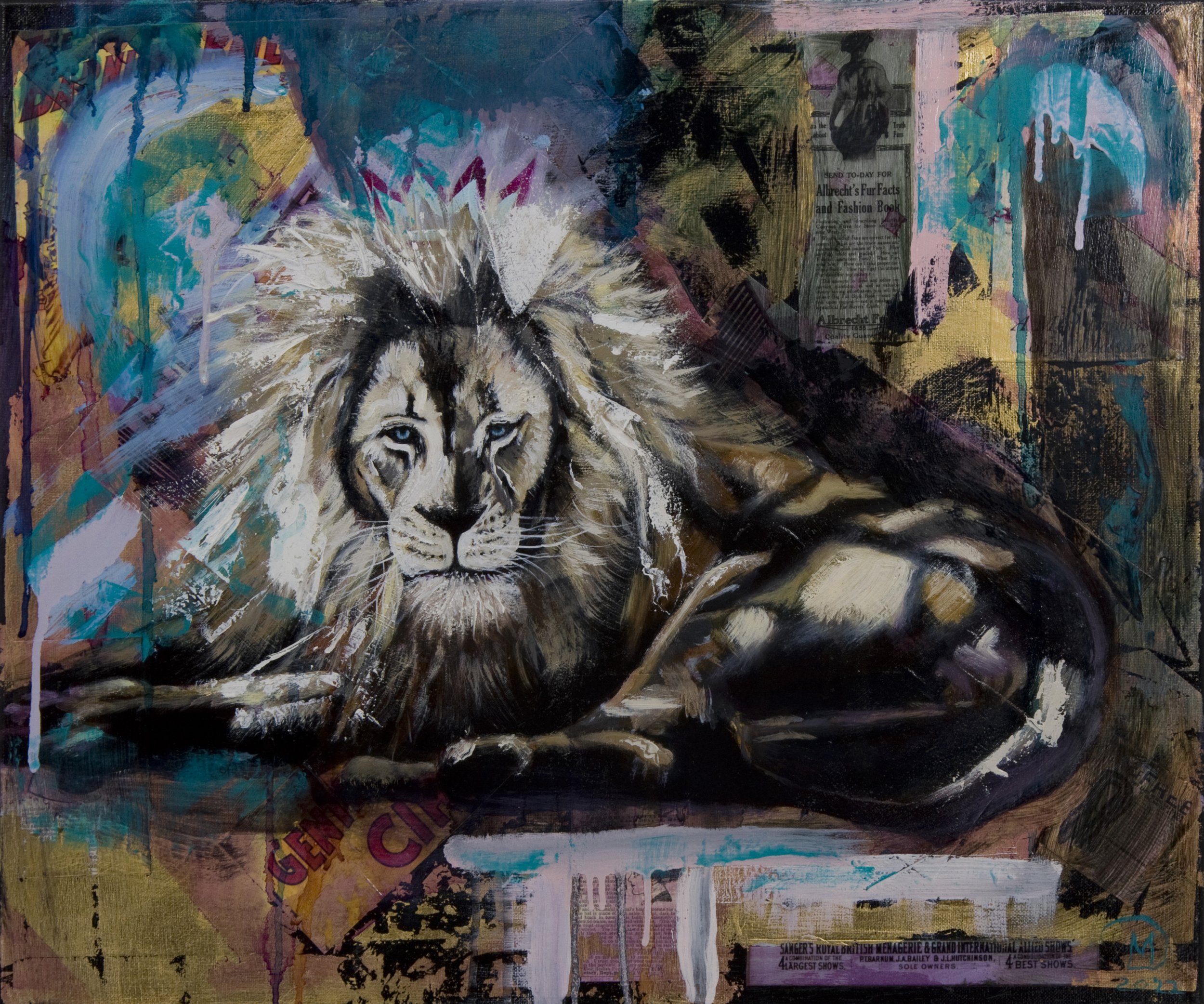 King. Oil and mixed media on canvas. 20" x 24"