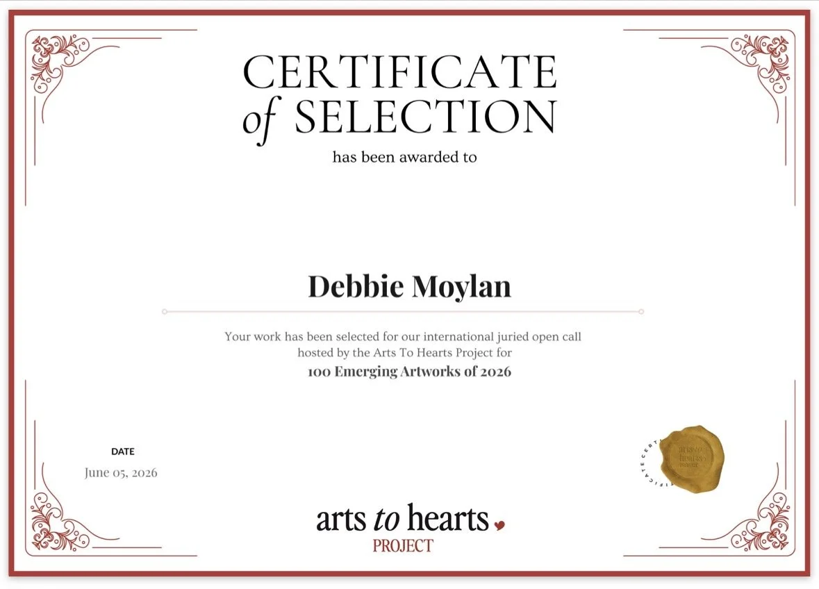 100 Emerging Artworks 2026 Certificate awarded to UK artist Debbie Moylan