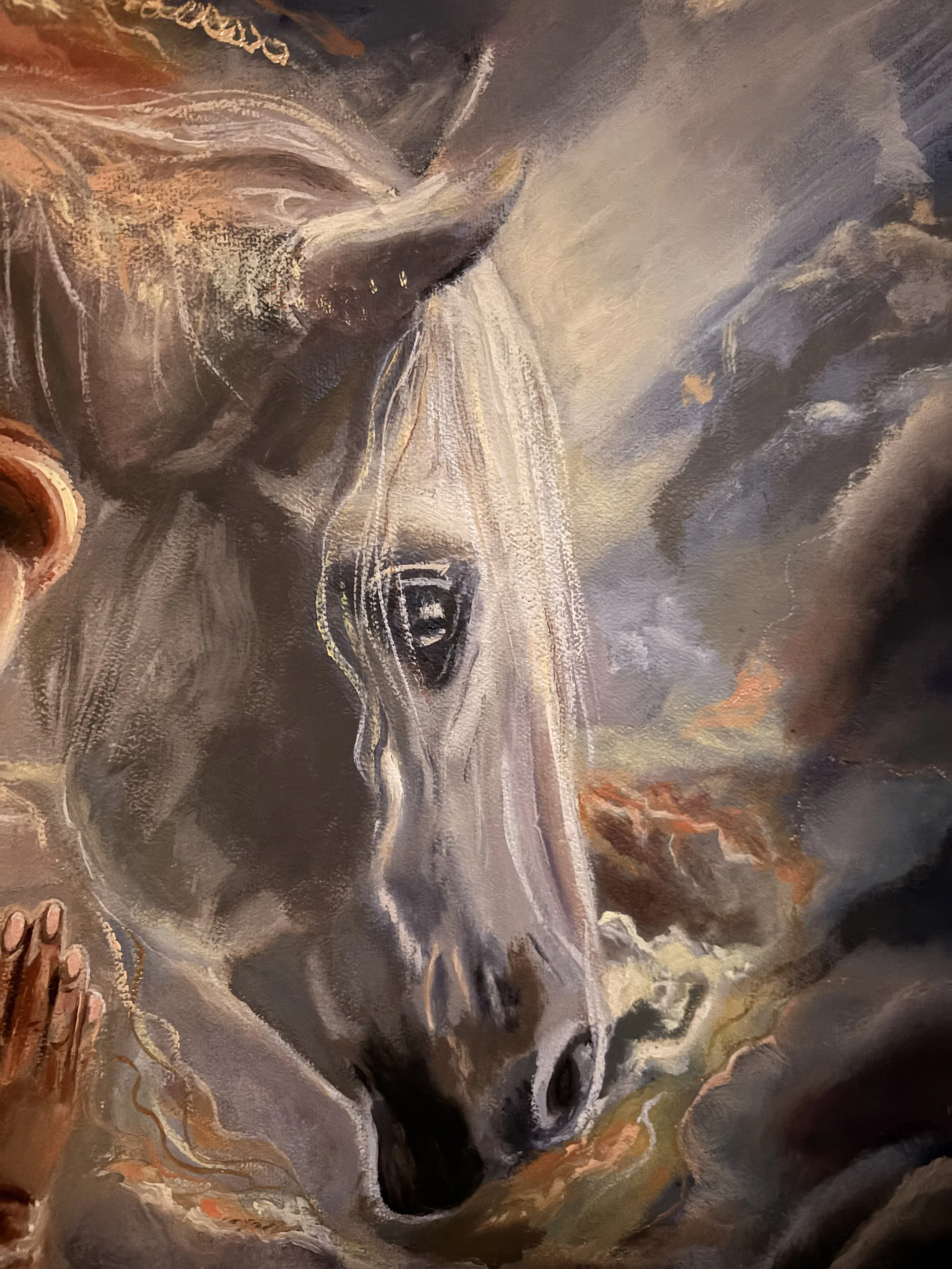 Close-up of animal eyes in symbolic painting, reflecting intuition and inner truth