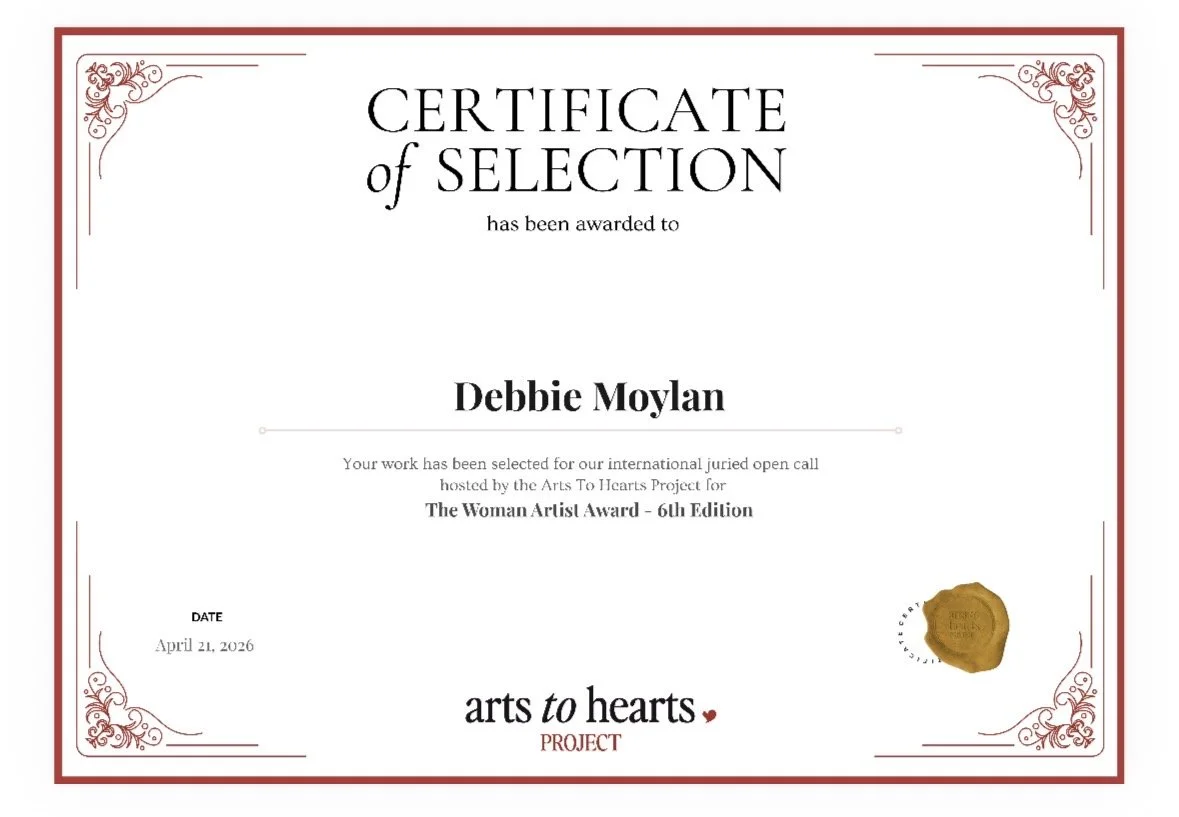 The Woman Artist Award 2026 Certificate awarded to UK artist Debbie Moylan