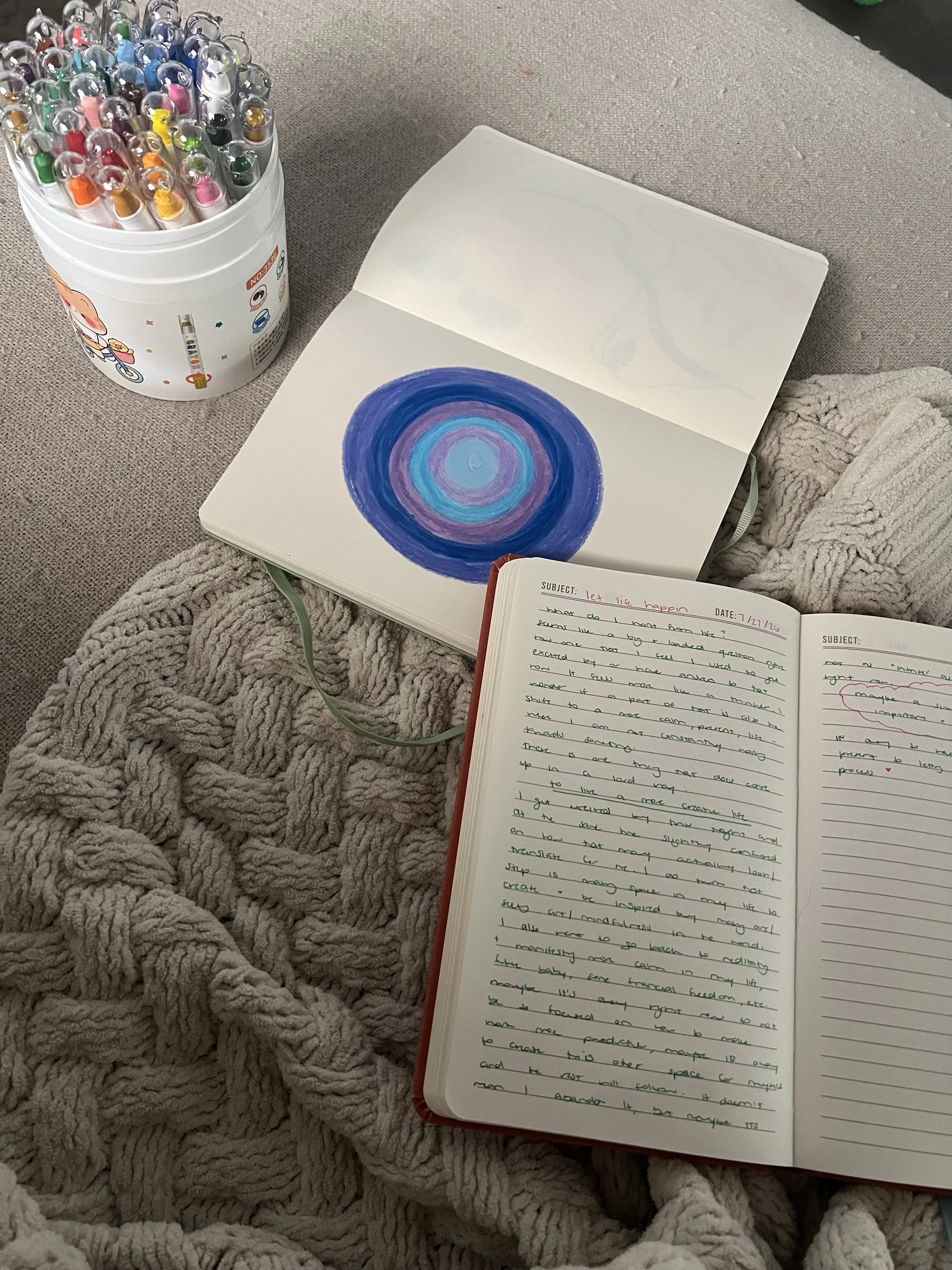 journal writing, creative journaling with crayons