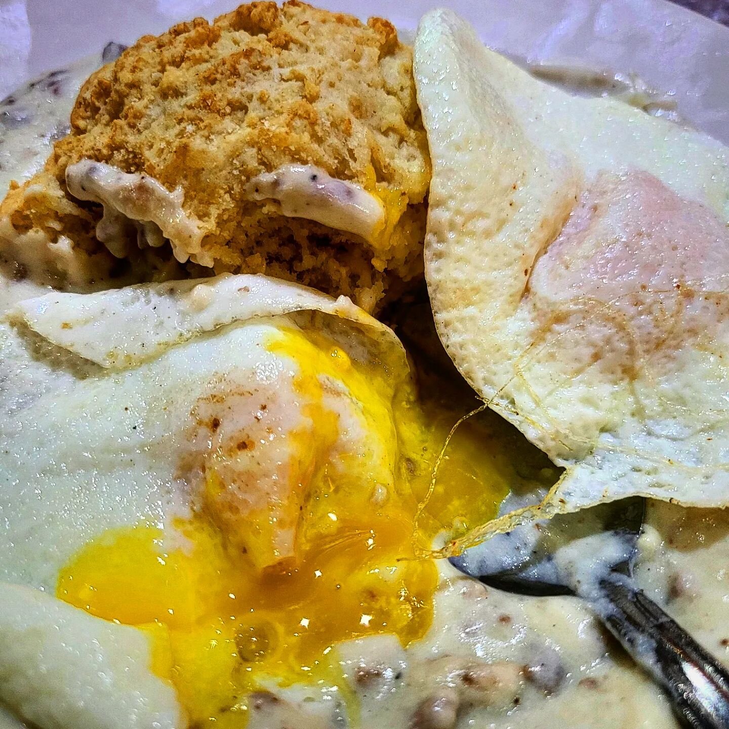 The Quickway Diner... Is The Place To Be!... passing through Bloomingburg NY, on my way home from an amazing gig with Zikrayat last night, and getting to smear those over-easy egg yolks all over my homemade biscuit with sausage gravy is the ultimate 
