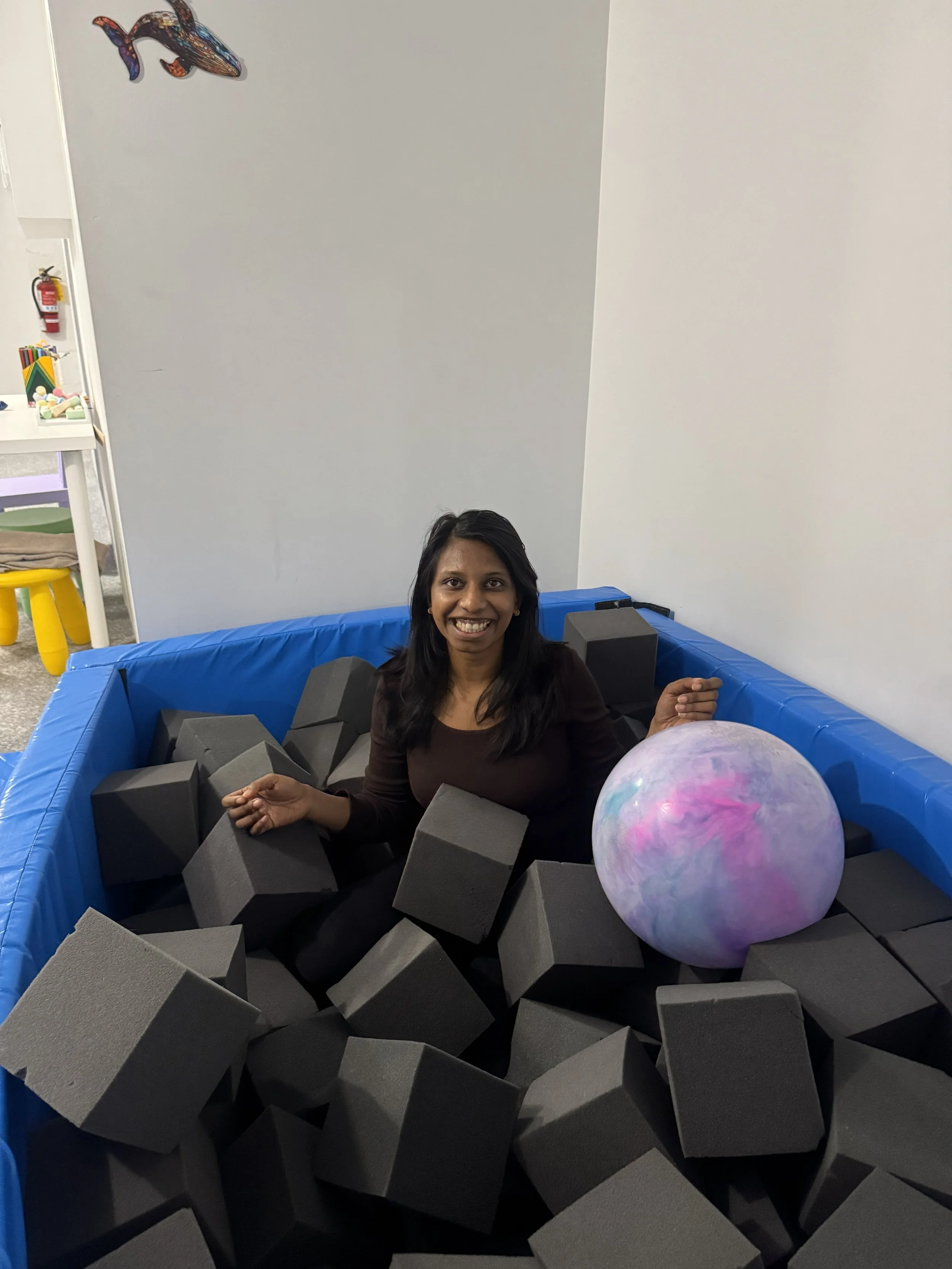 Anjali having some fun in the foam pit !