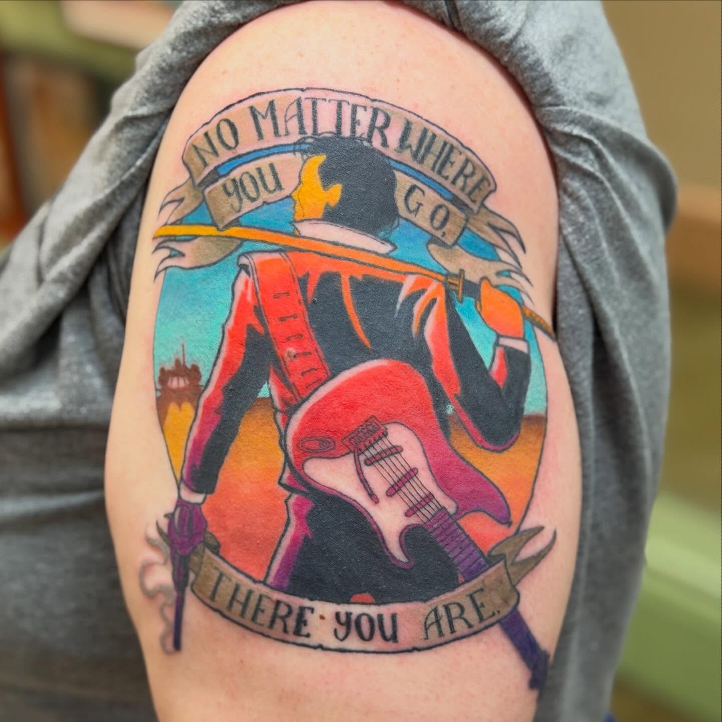 Had a blast with this homage to the classic 1984 gonzo scifi comedy The Adventures of Buckaroo Banzai Across the 8th Dimension. If you haven&rsquo;t seen it, do yourself a favor and give it a shot. Thanks as always KC!
#buckaroobanzai #colorfultattoo