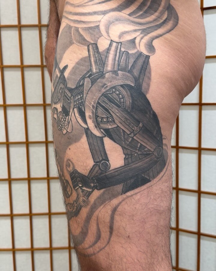 Stoked to get some 4 months healed pics of this wild one I did for a great friend who has been one of my biggest supporters over many years. Thanks Tim! It&rsquo;s inspired by an illustration I made 10 or 12 years ago that Tim remembered. It&rsquo;s 