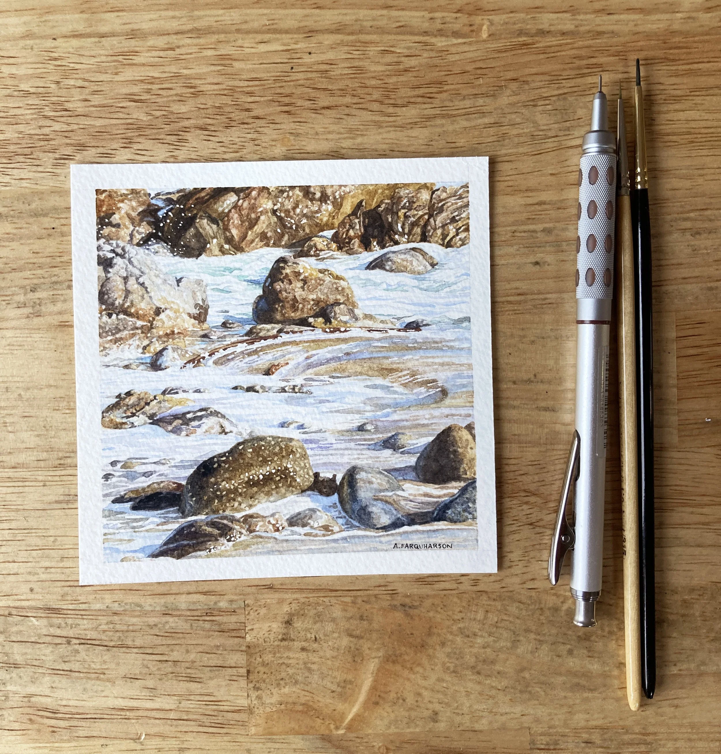 Rocks and Ocean Foam - with brushes for scale.jpeg