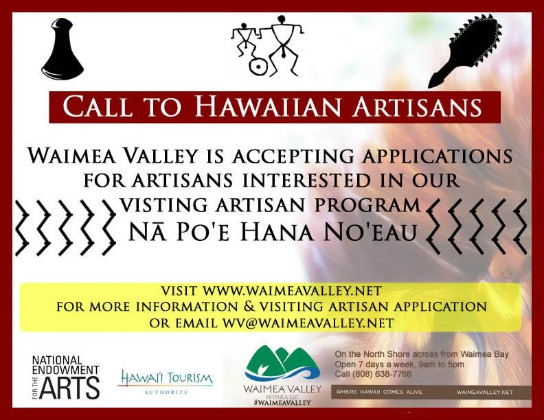 Call for Hawaiian artisans and cultural practitioners for new visiting artists program at Waimea Valley