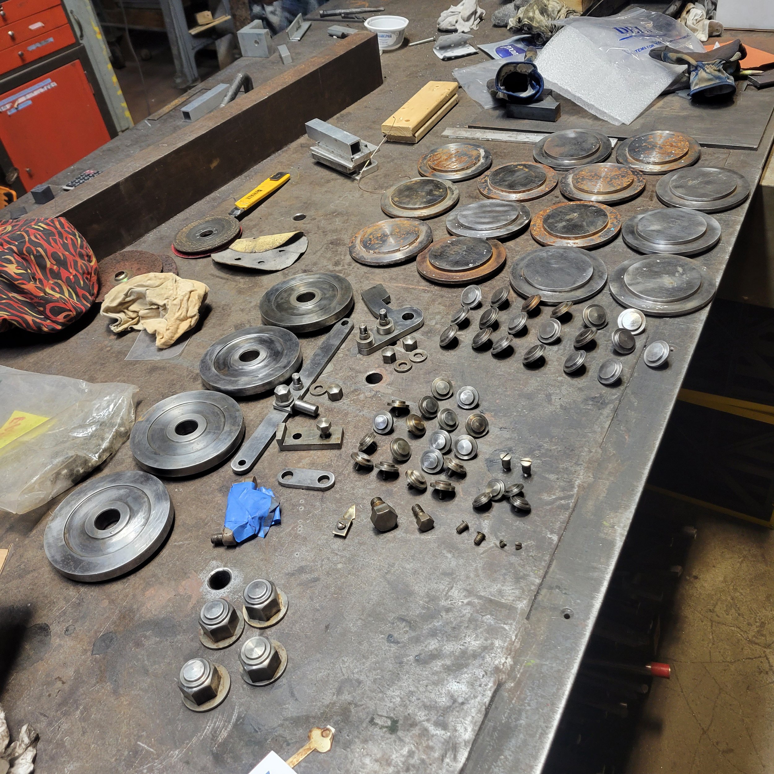 We removed mechanical components and hardware as necessary. Round parts were refinished using our lathe.