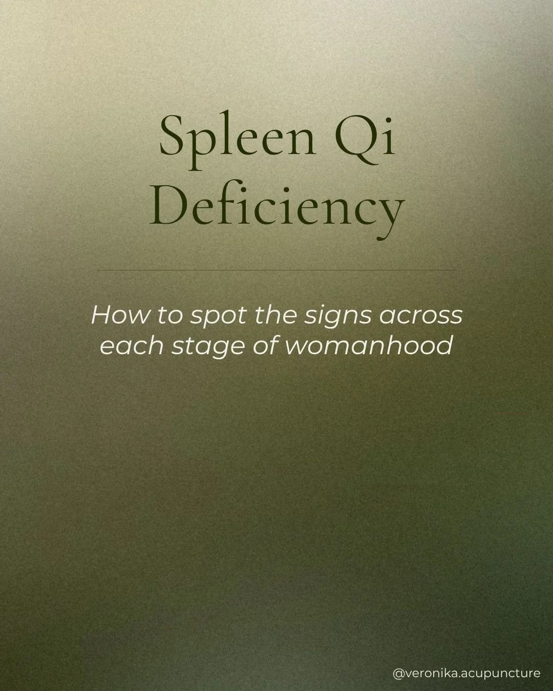Spleen Qi deficiency throughout the stages of womanhood 🌼 If any of these symptoms sound familiar, your Spleen Qi might need some love. Book in an acupuncture consultation to learn more 💛