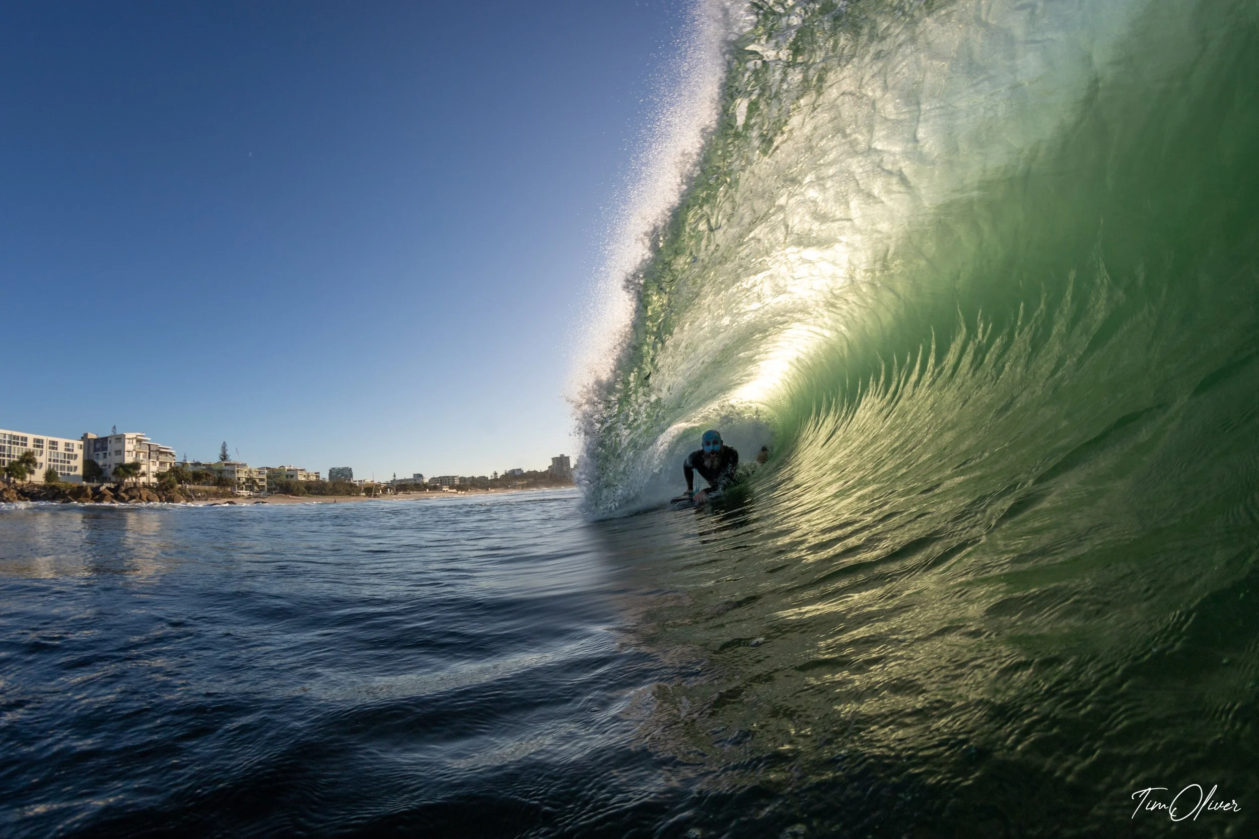 David Heirdsfield Bodyboarder getting barreled at Kings Beach