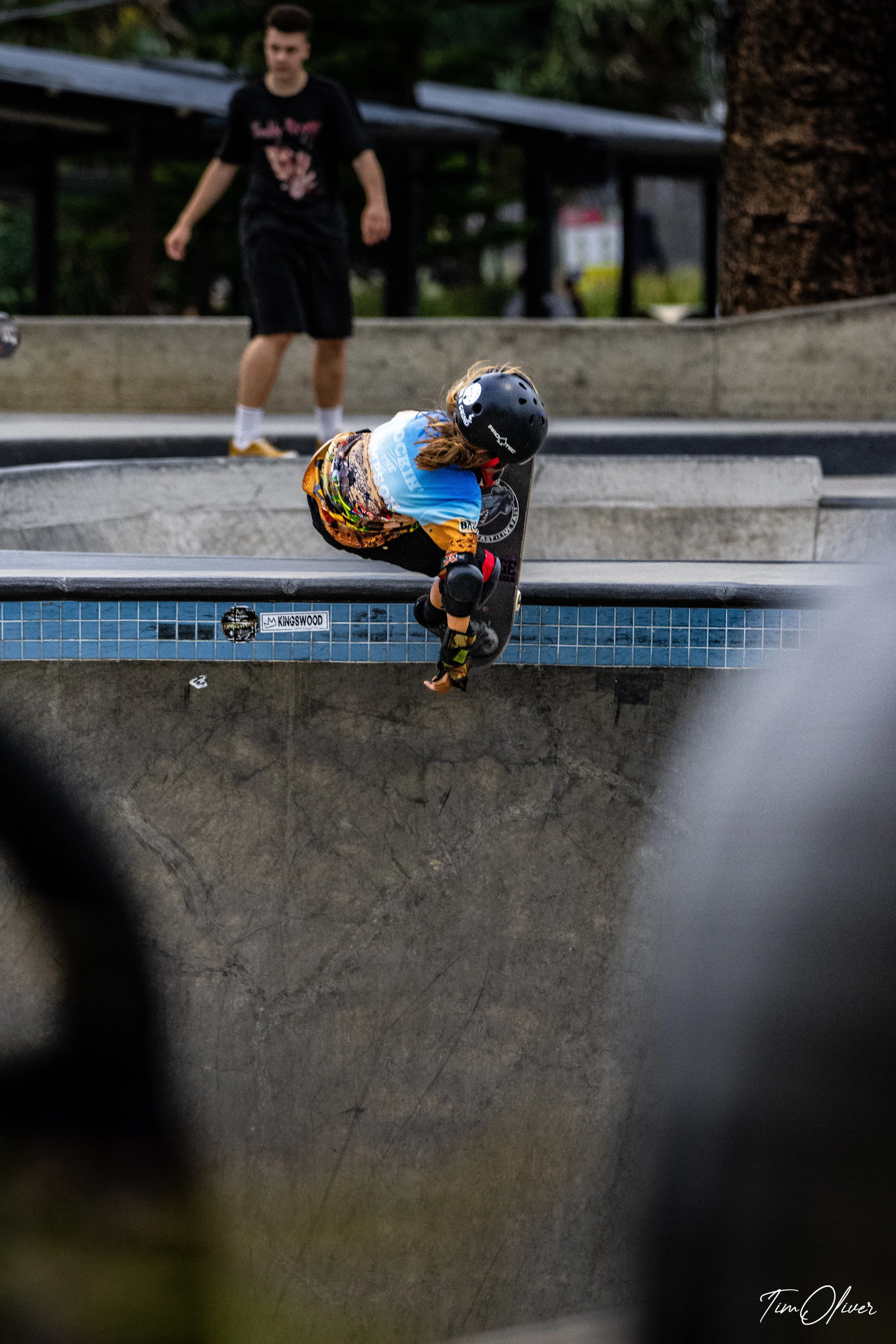 Addis O'Loughlin shredding it up on his skateboard at Alexandra Headland skatepark