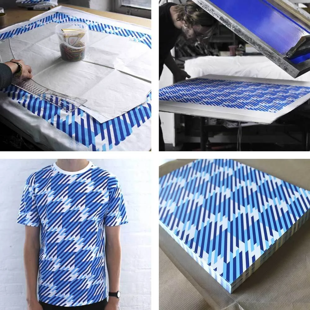 blue screen printing on textile