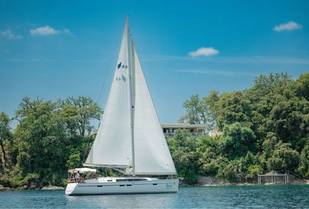 Bavaria 46 sailboat cruising in Corfu