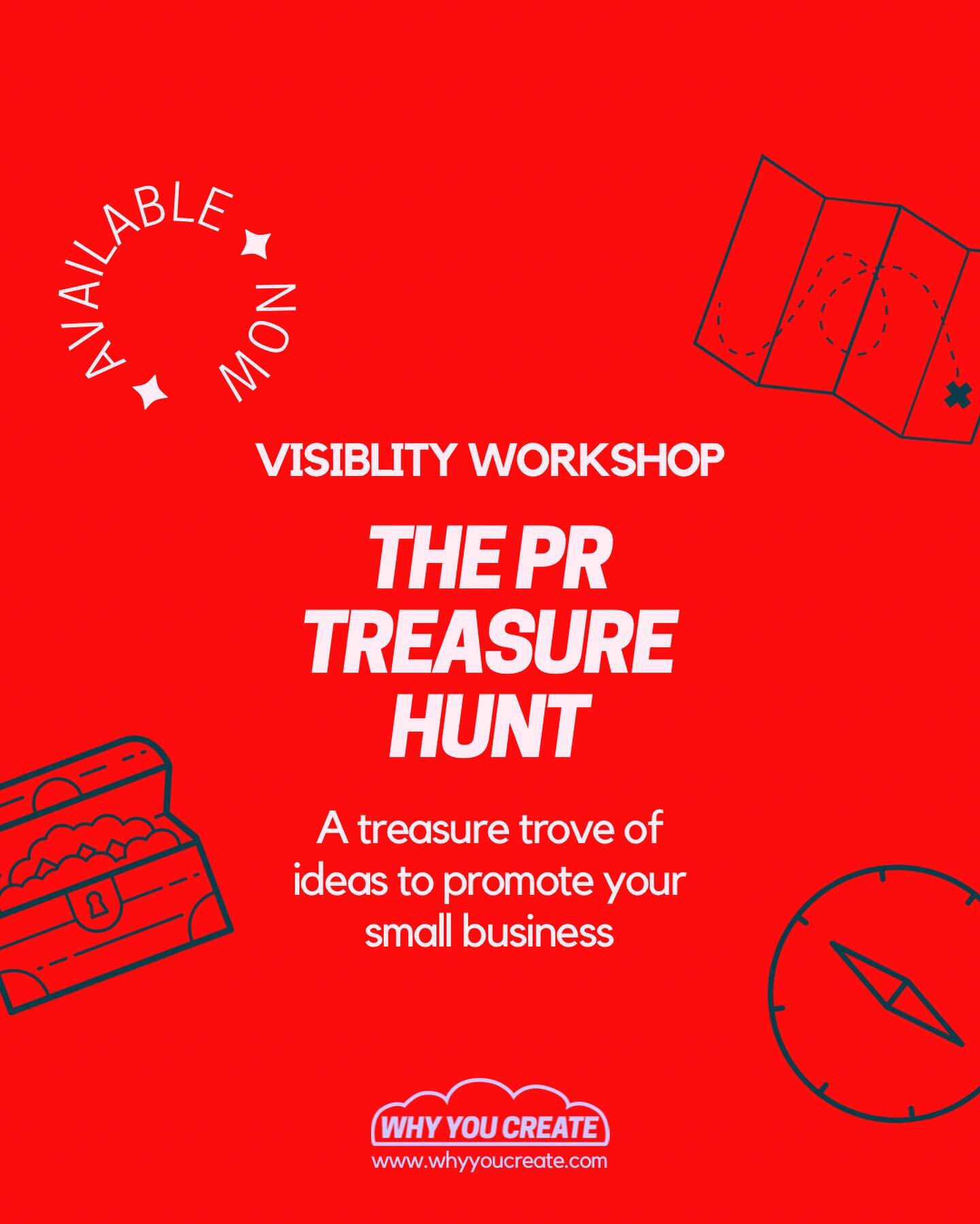 Get your brain whizzing with ideas to get visible beyond social media with this PR workshop 🎉

💎 The PR Treasure Hunt 💎

Covering collaborations, podcast guesting, speaking opportunities, guest articles, guest teaching, partnerships, press, listin