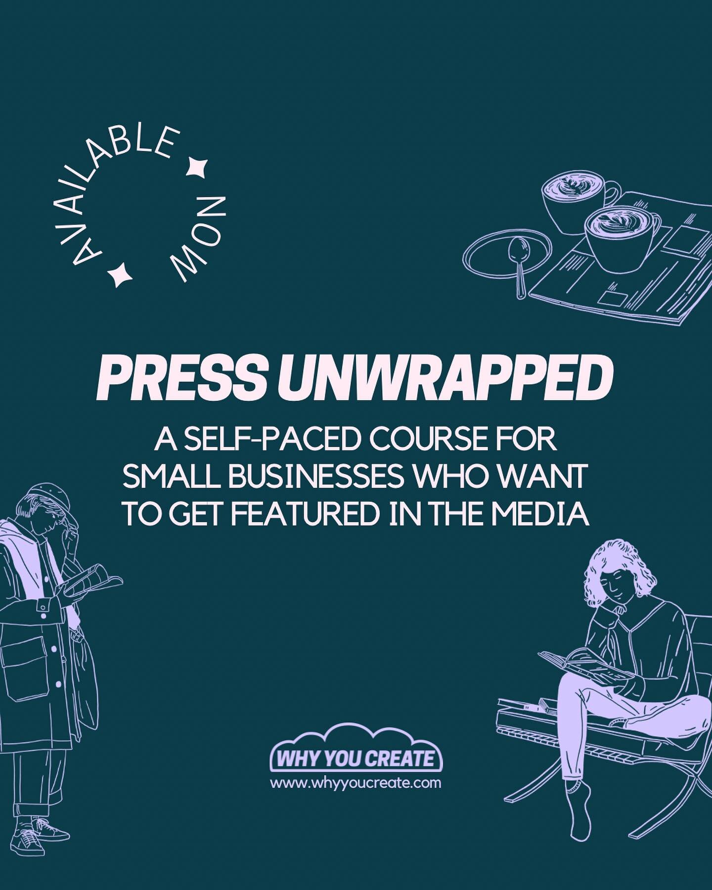 ✨NEW✨ A self-paced course to help you build your small business visibility and reputation through press features.

🗞️ PRESS UNWRAPPED 🗞️

With 6 video lessons covering the key press foundations for small businesses, the course is packed with action