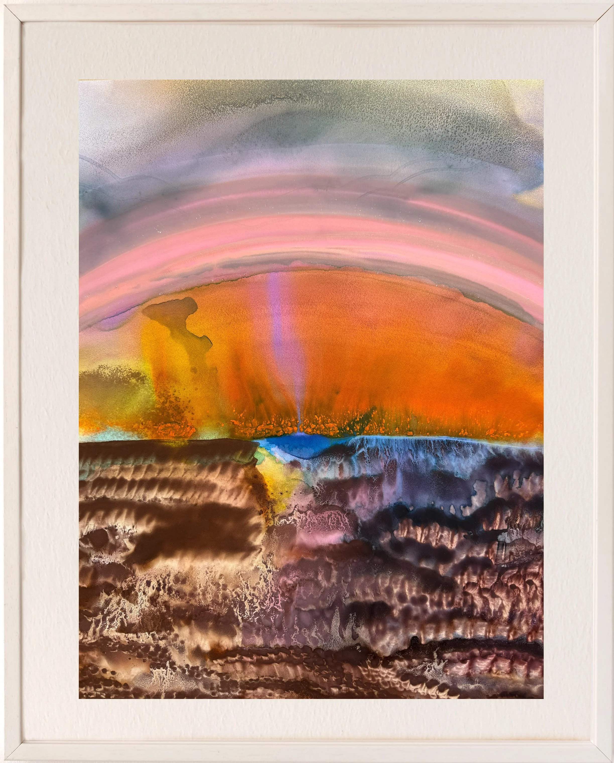 Incandescence, 2026, techniques mixtes sur papier, 30 x 40 cm
