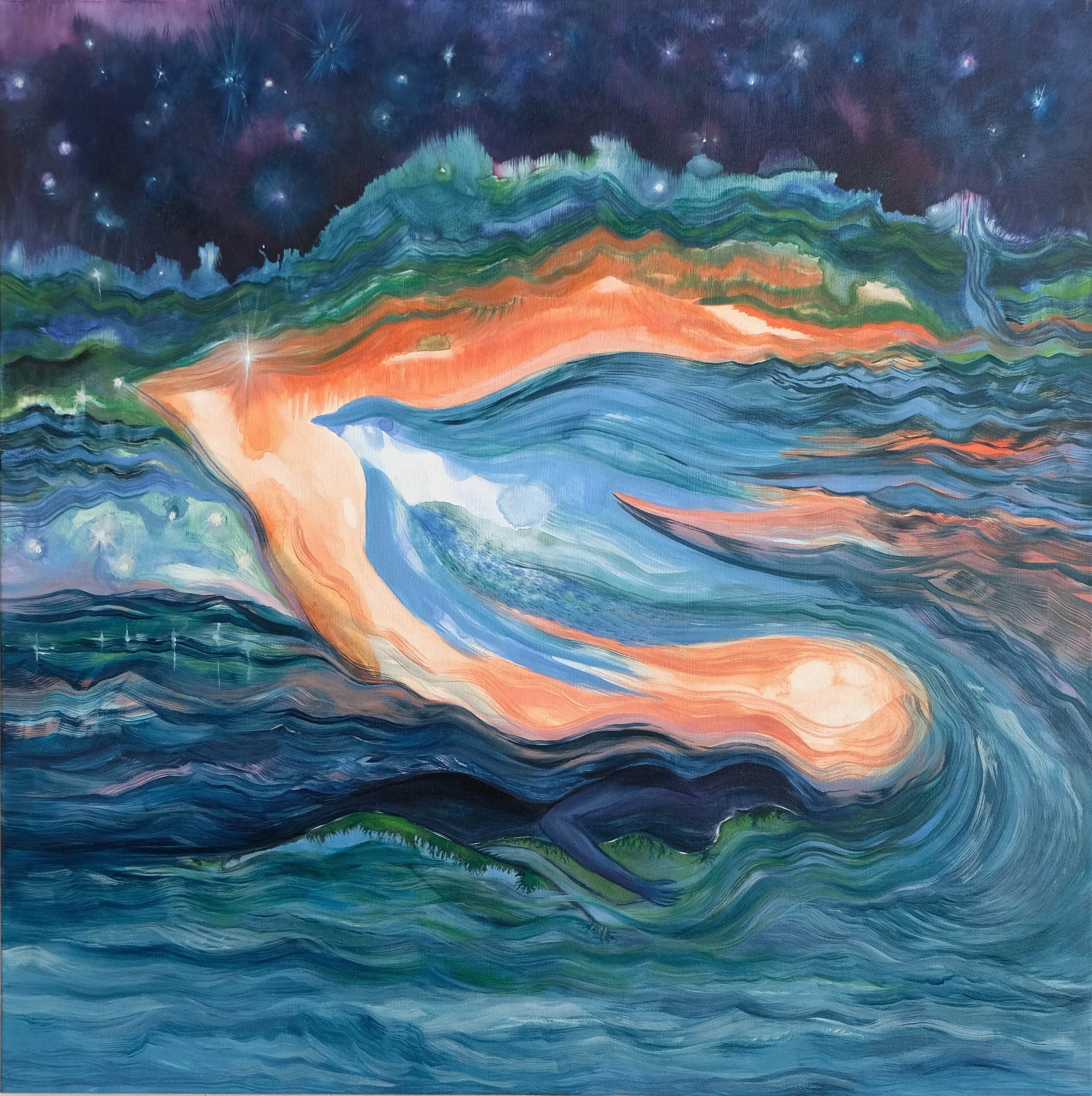 Sédiments d'âmes, 70x70 cm, huile sur toile, 2025