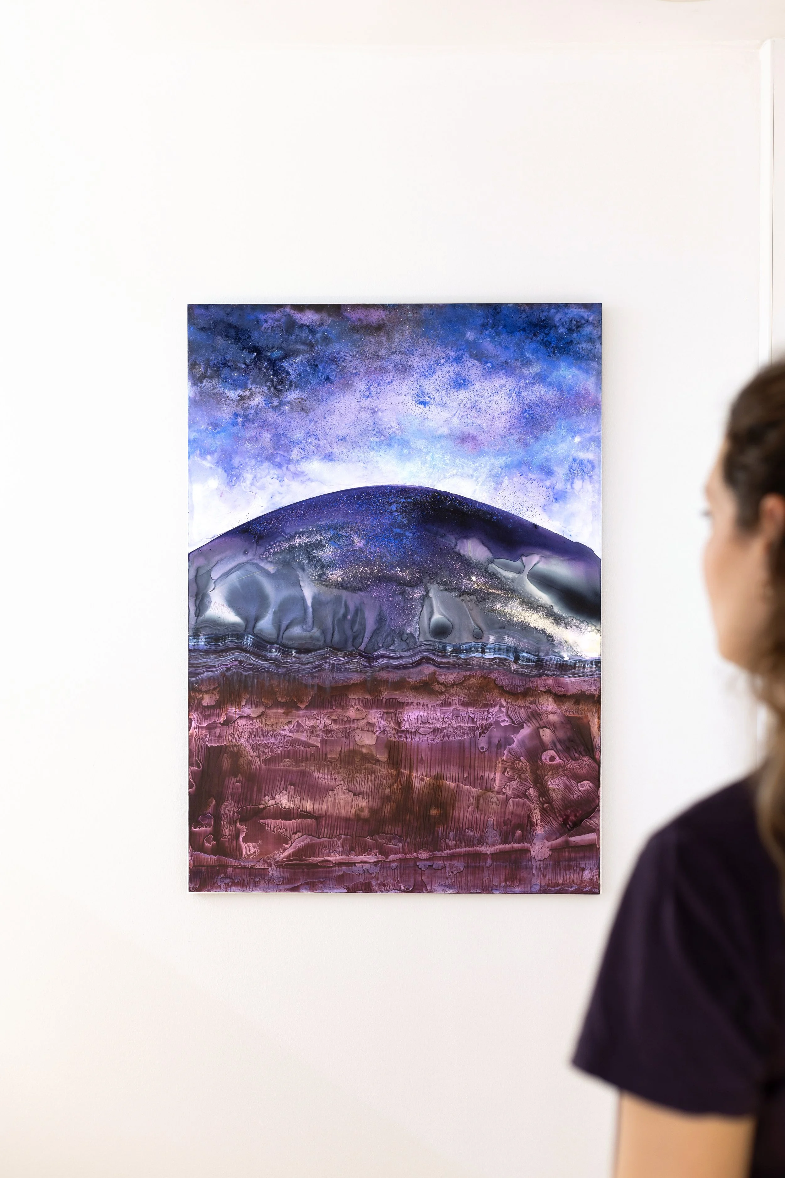 Mésosphère II, 2026, techniques mixtes sur papier marouflé sur bois, 70 x 100