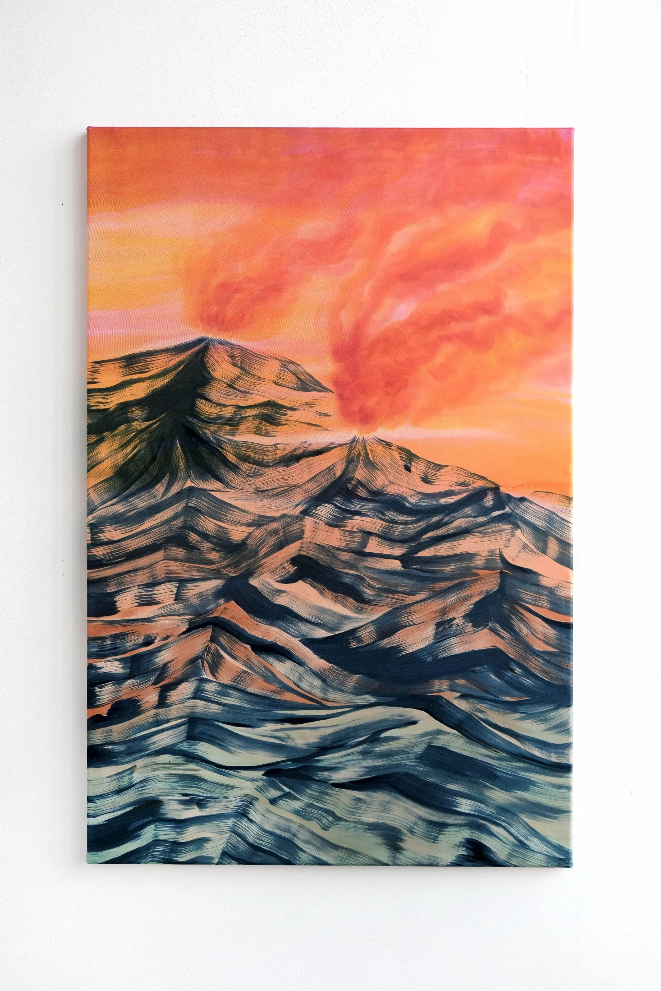 La naissance des îles, encres textiles sur soie, 55 x 85 cm, 2025