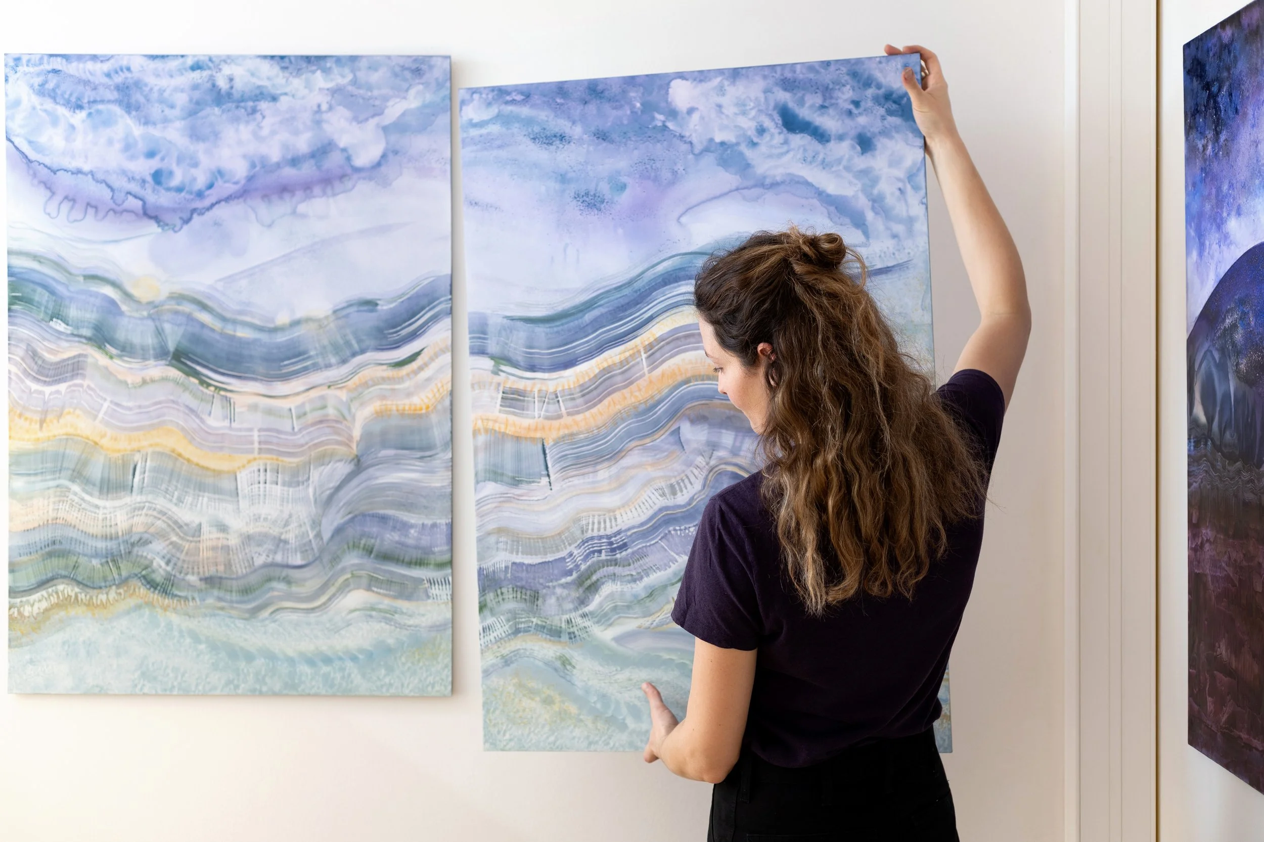 Stratosphère, 2026, techniques mixtes sur papier pierre marouflé sur bois, diptyque, 140 x 100 cm 