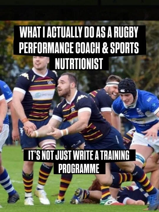 Most people think a rugby performance coach and sports nutritionist just writes gym programmes and meal plans. 
That&rsquo;s some of it.

But coaching goes a lot deeper than that.

It&rsquo;s adjusting your training when work goes mad, when you pick 