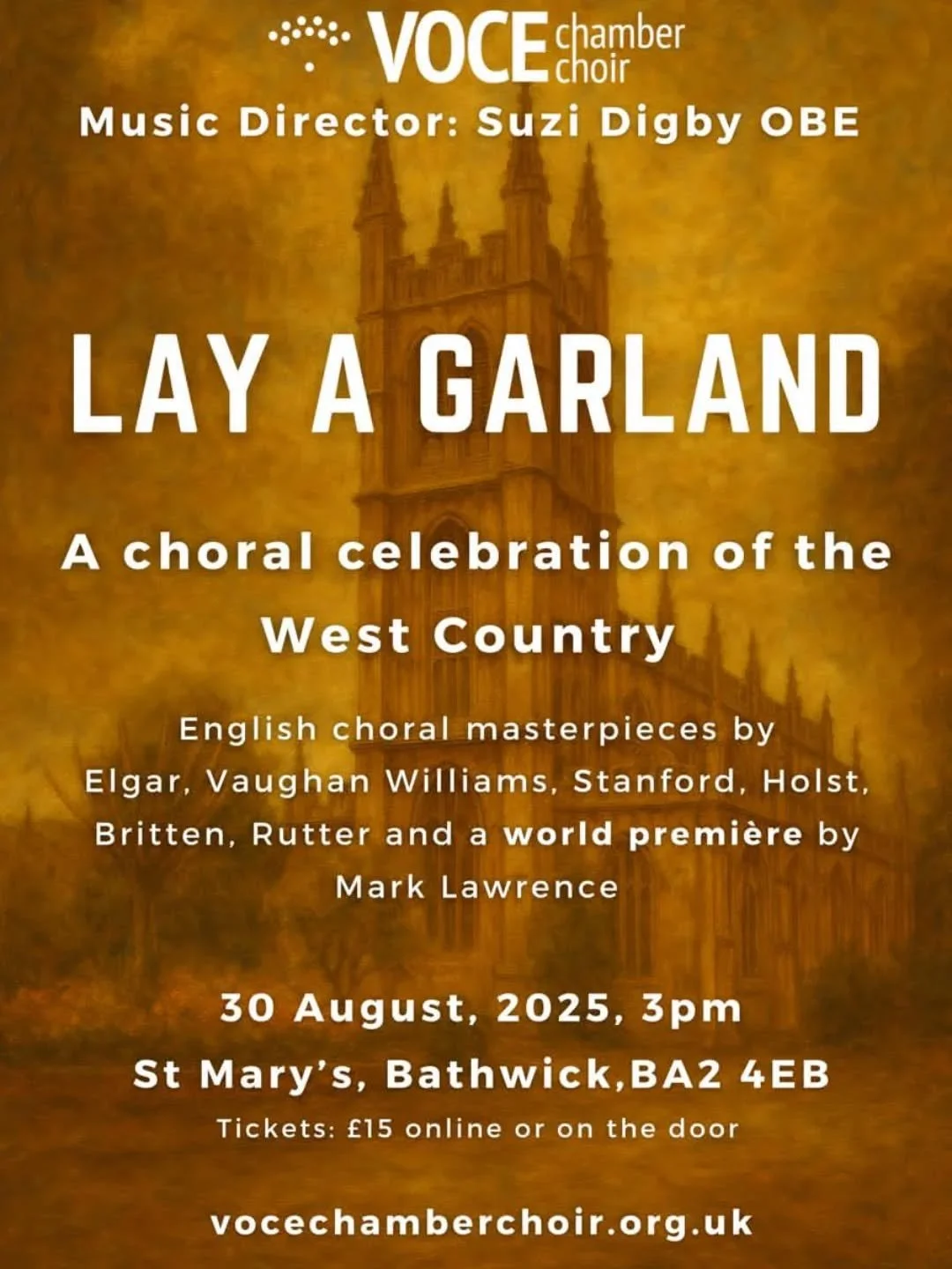 For our West Country based fans, we have two performances tomorrow. From our 3pm performance the proceeds will go to the St Mary's Bathwick Choral Scholarships.