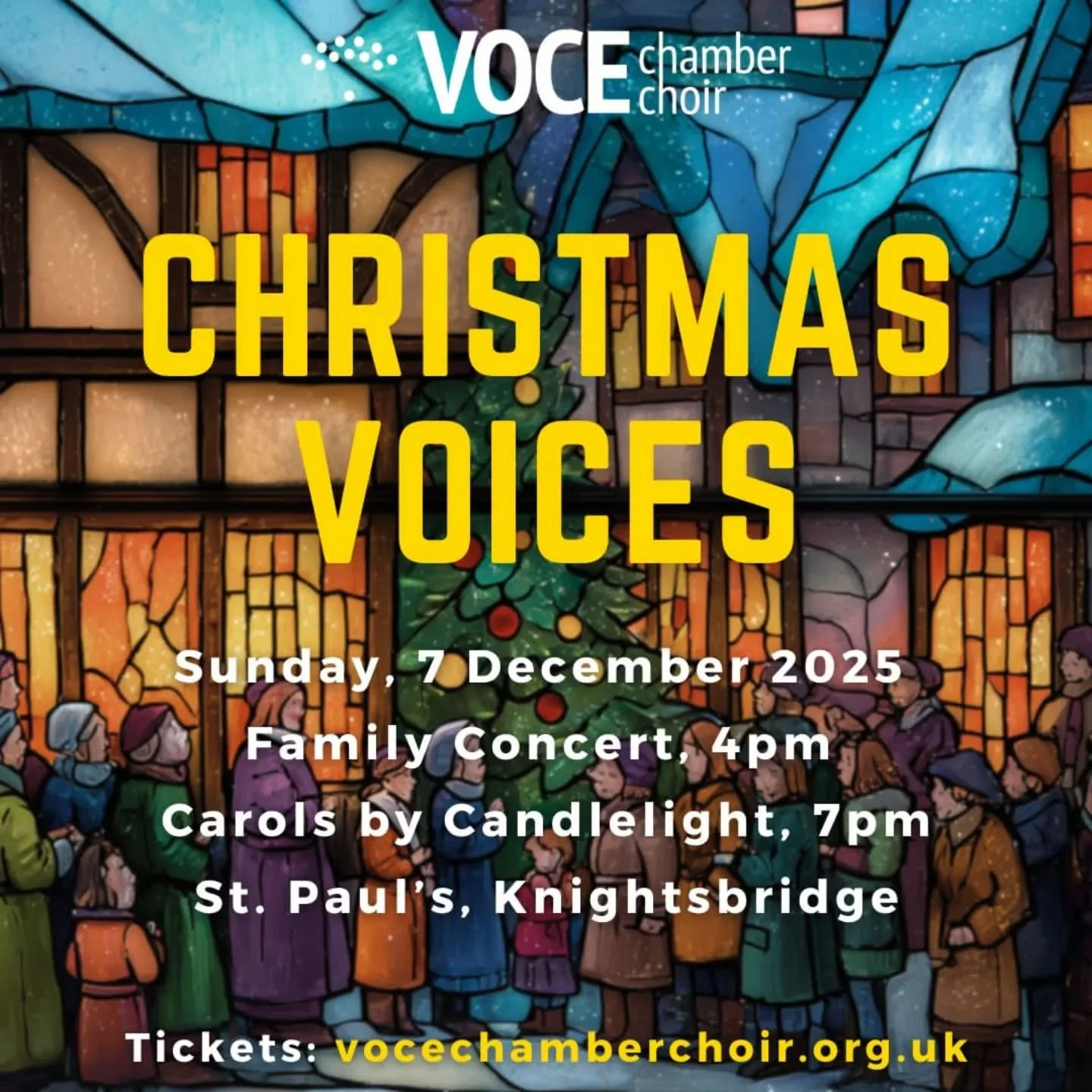 💫Tickets now on sale for the Voce Christmas extravaganza on Dec 7th 💫

4-5pm Family Carols

Join Voce Chamber Choir and Music Director Suzi Digby OBE for a relaxed and joyful afternoon of festive music for all ages. Sing along with favourite carols