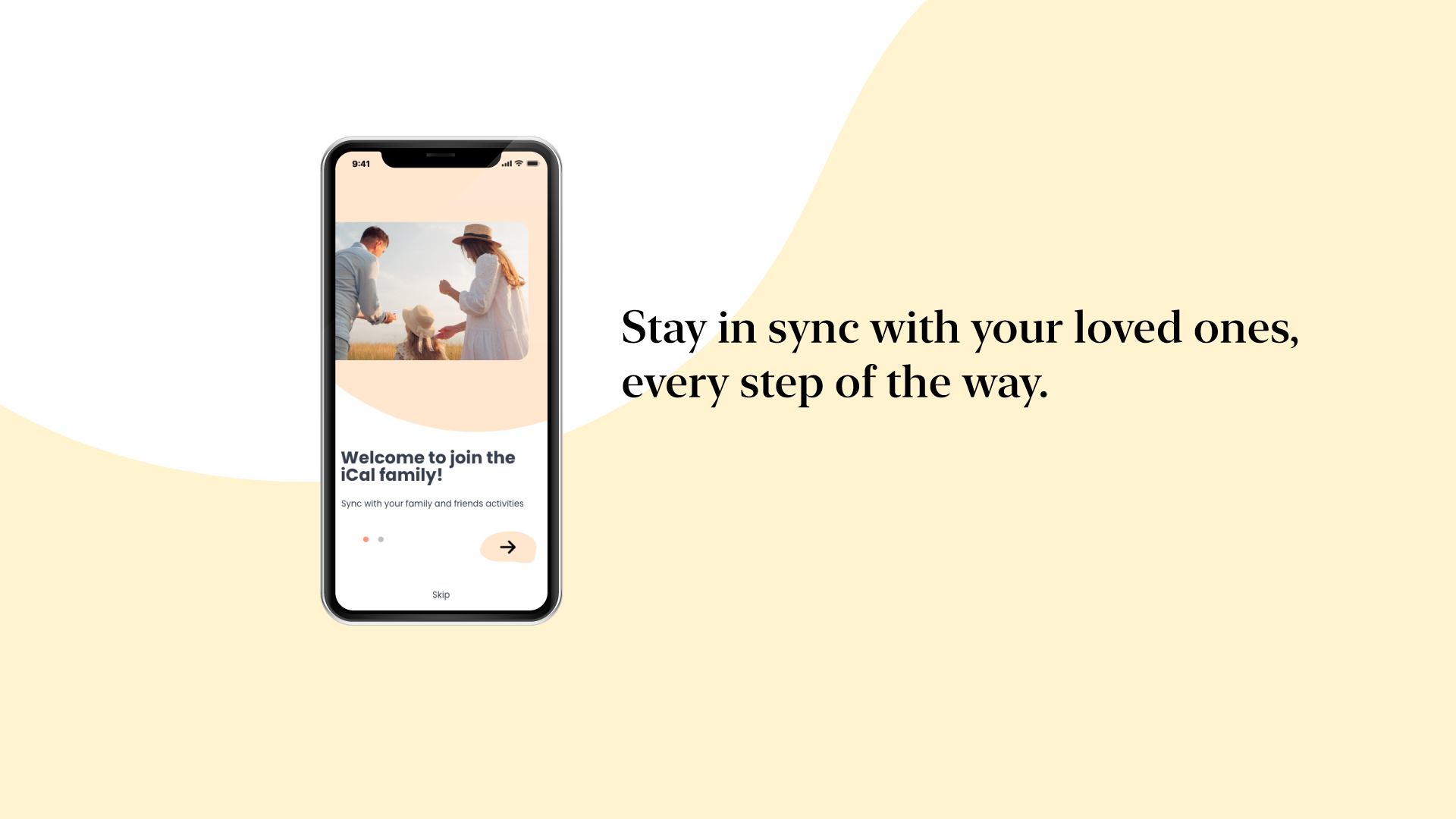 Onboarding experience of a family calendar
