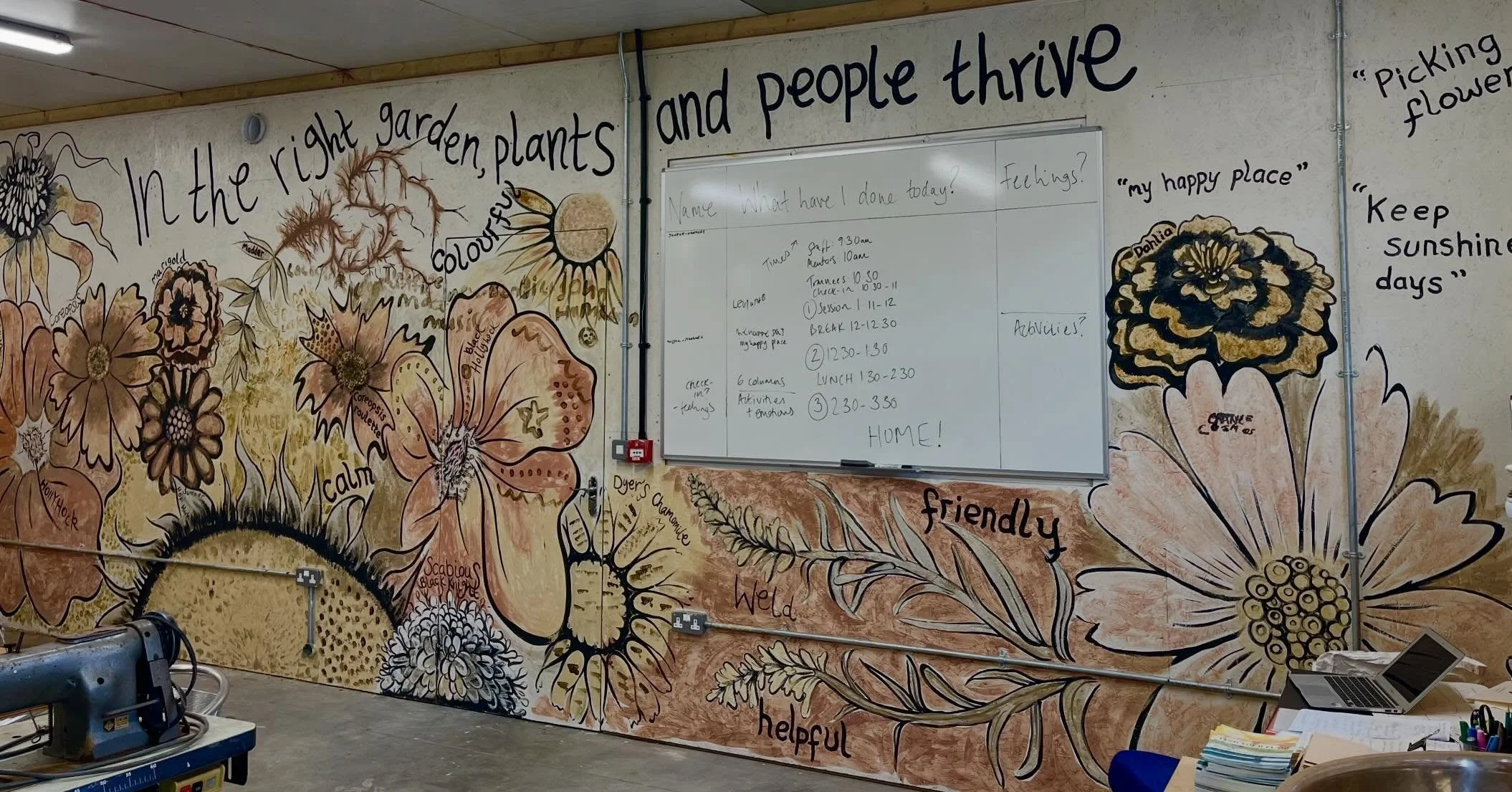 In the right garden, plants and people thrive 🌱 

Our colourful new mural takes pride of place in our brand new studio - which we&rsquo;ll sharing a bit more of over the coming weeks.. 

One of our incredible support staff @lucca.catharina has been 