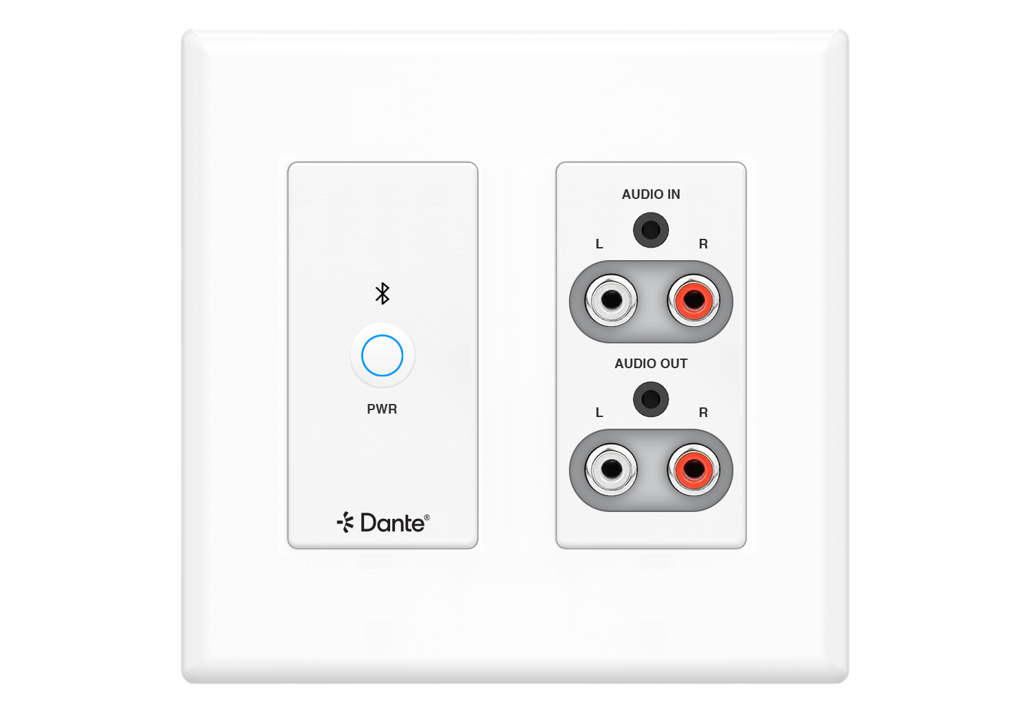 Wall plate front with audio connectors