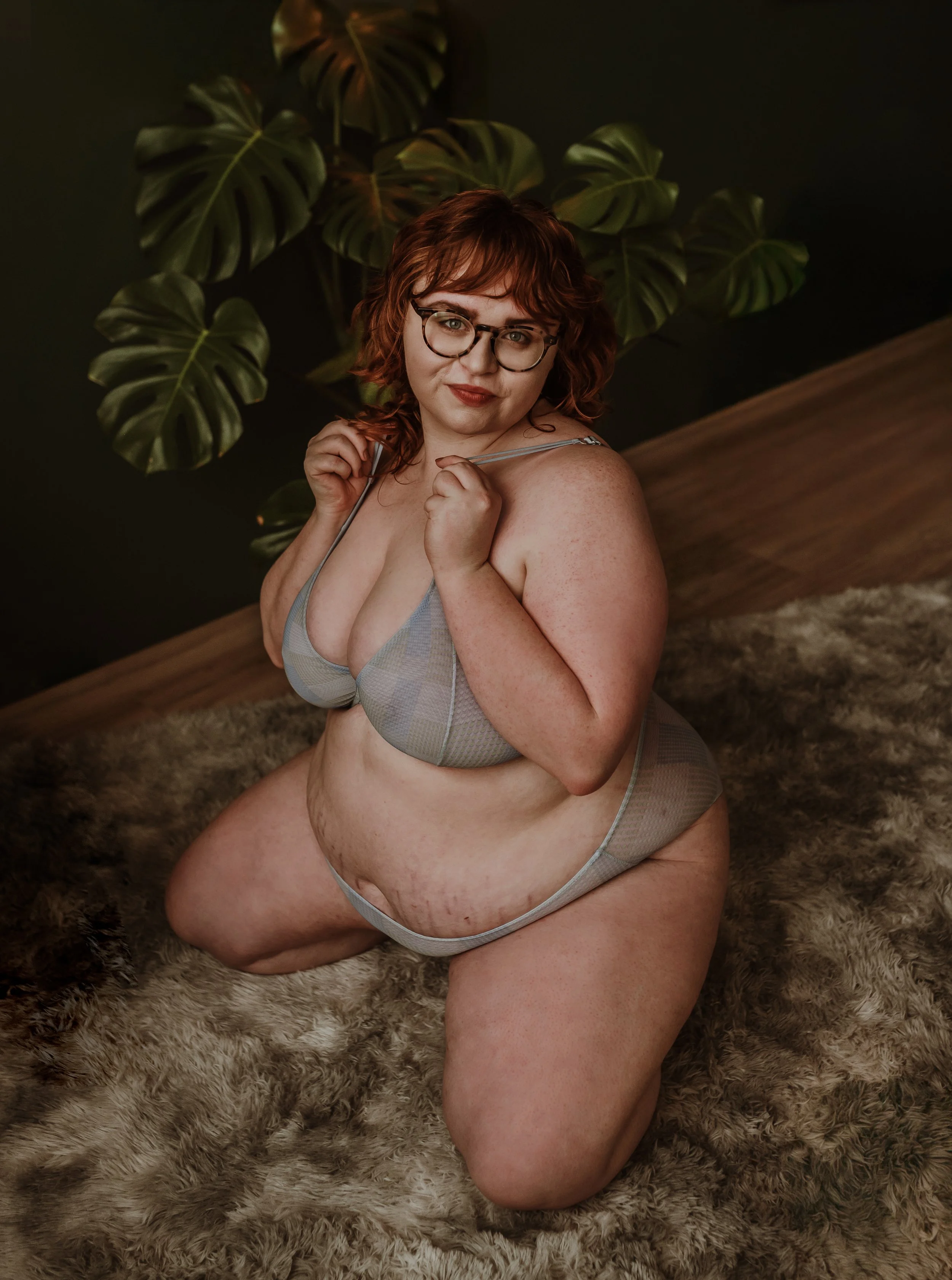 Intimate boudoir portrait of a woman at Marieke Captures studio in Glasgow capturing a moment of unlearning self-criticism and reclaiming her story through photography
