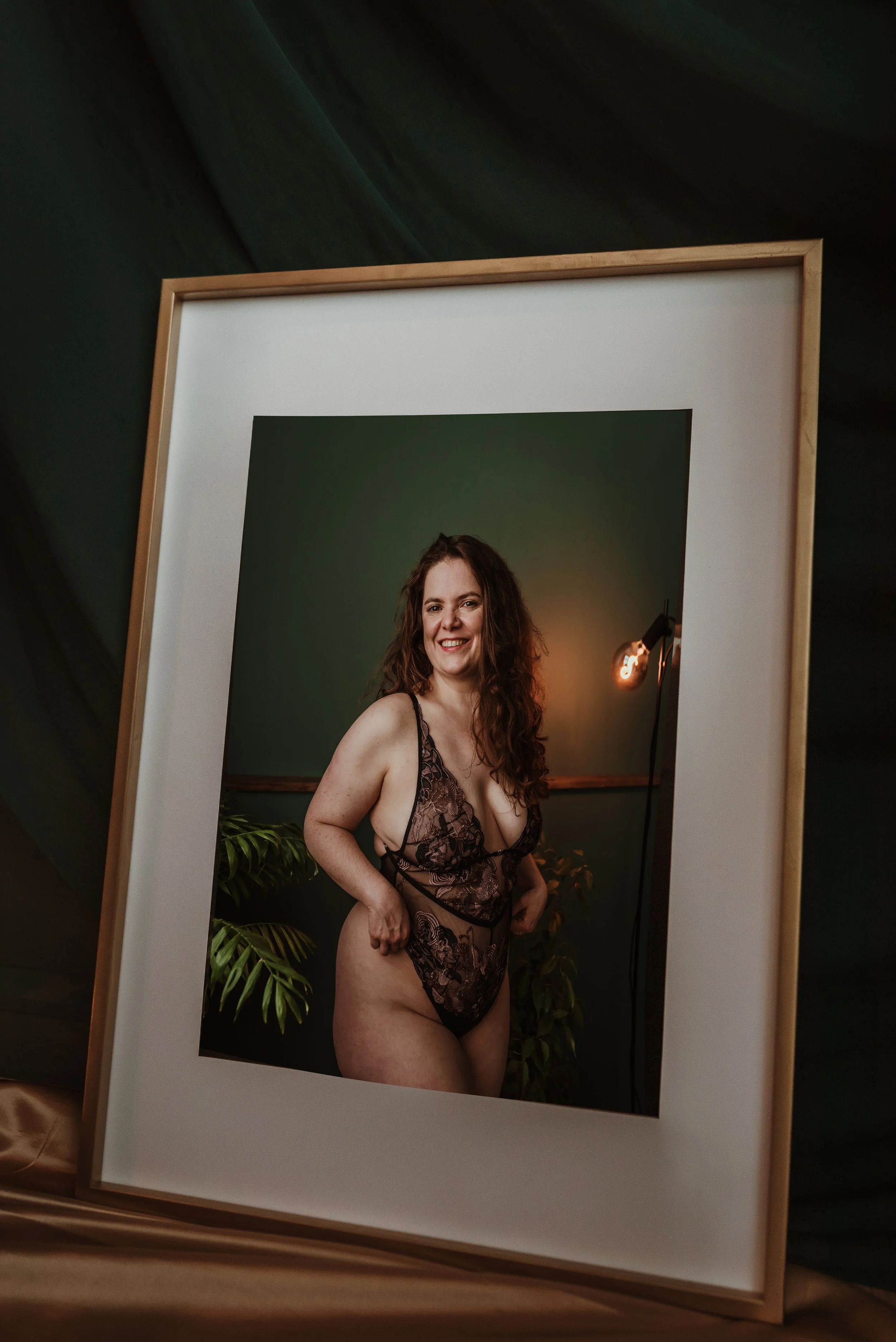 Fine art boudoir photography products available at Marieke Captures Glasgow, including luxury printed albums, wall art, and digital photographs.