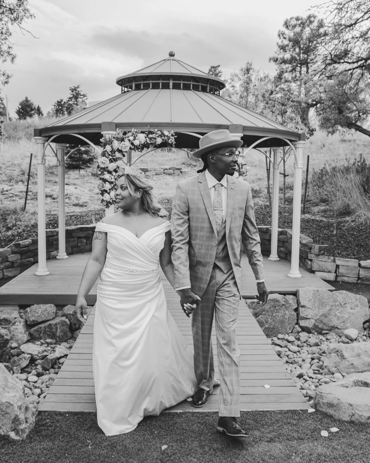 black and white couples portrait from colorado springs wedding
