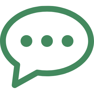 A green speech bubble icon with three dots inside.
