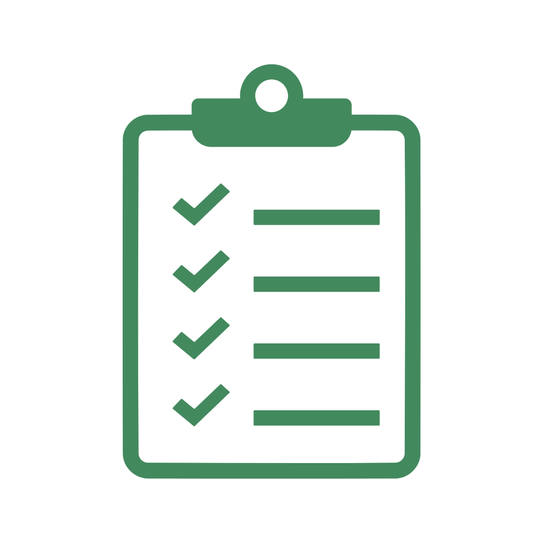 Icon of a clipboard with checkmarks and lines, representing a to-do list or completed tasks.