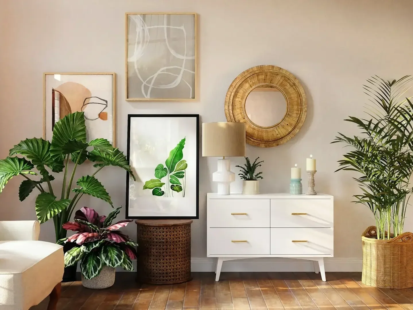 An elegant console table styled by a professional organizer — showing how decluttering services help turn everyday spaces into stylish, organized living areas.