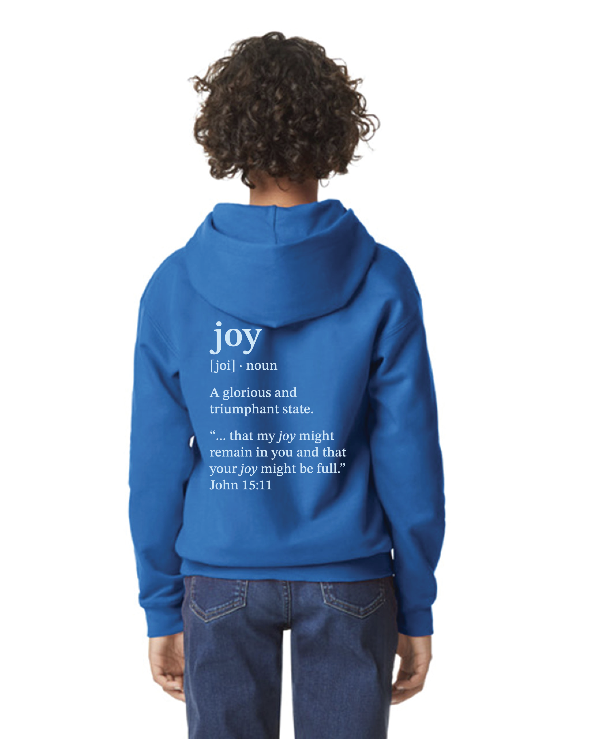 Joy Dictionary Royal Blue Hoodie Icy Blue Print Youth Back.png