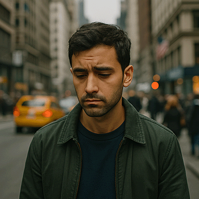 person alone in nyc struggling with ADHD who could benefit from adhd therapy