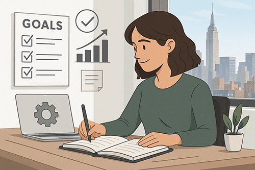 Illustration of woman practicing ADHD skills after adhd therapy in nyc