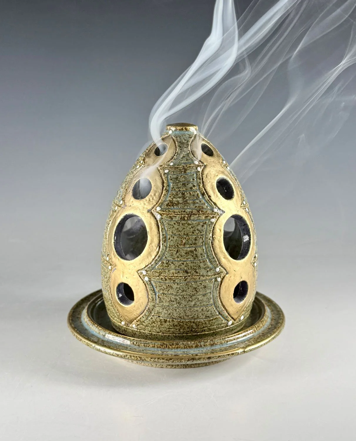 Stoneware 2pc incense burner