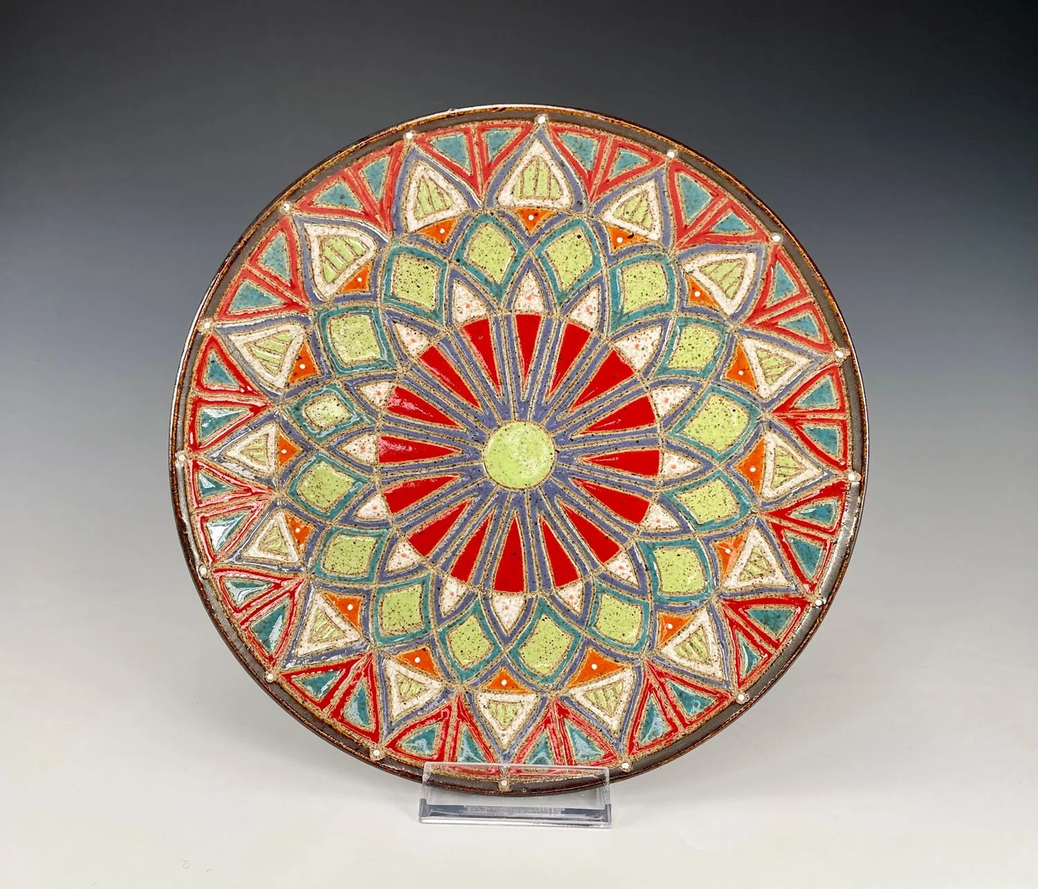 Kaleidoscope design stoneware plate dish