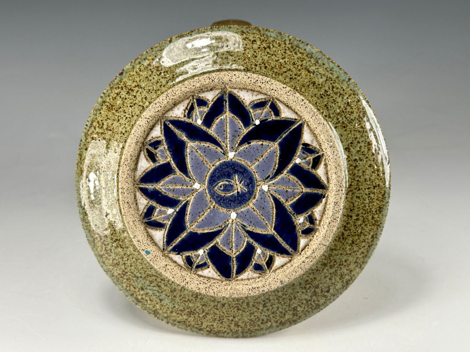 bottom design of 2pc stoneware incense burner