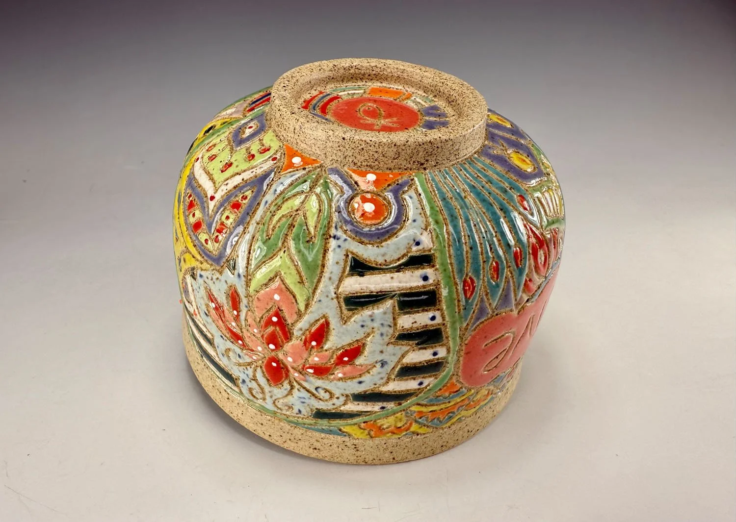 Side view of High five stoneware bowl cup