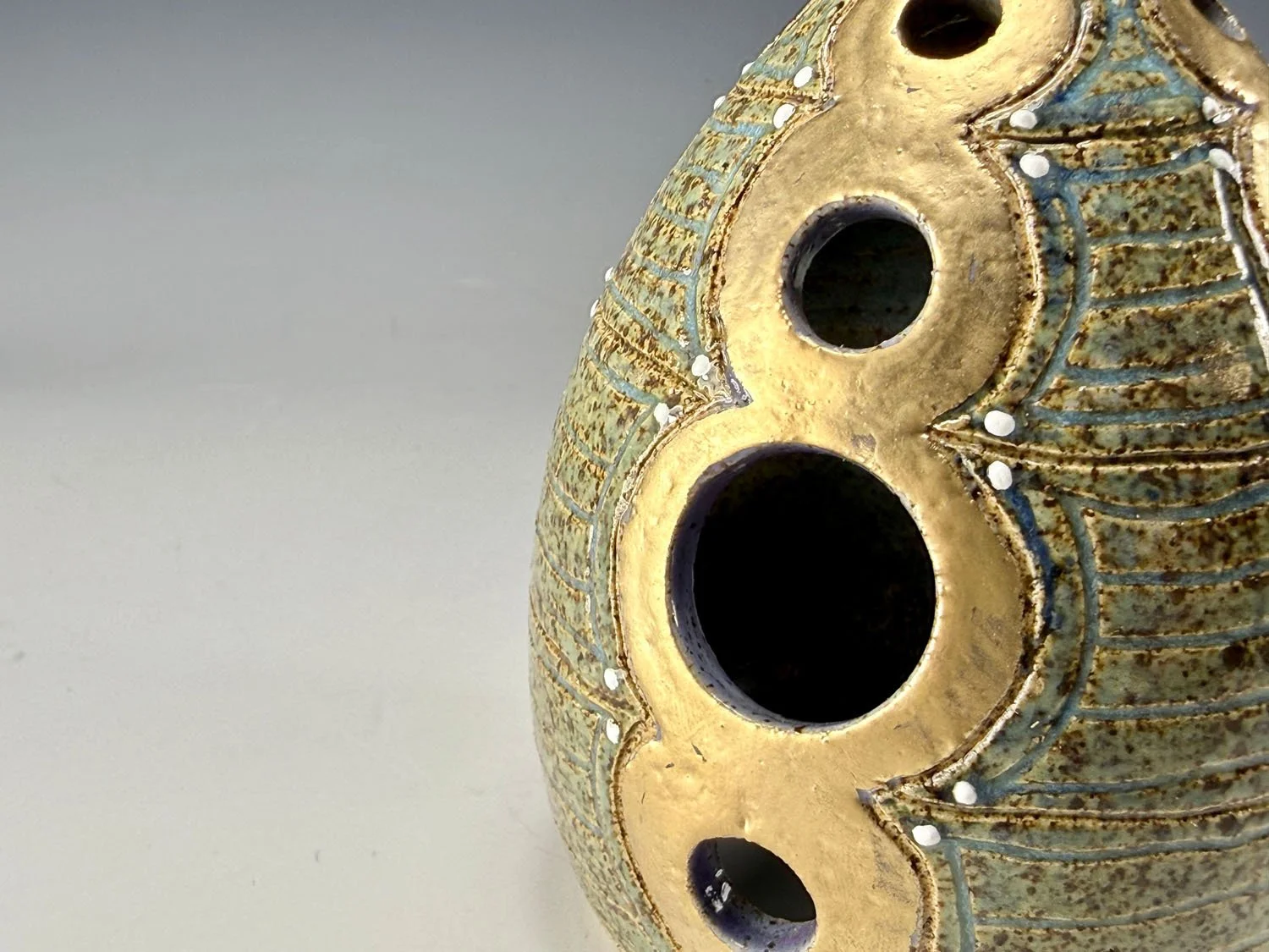 Closeup of Stoneware 2pc incense burner