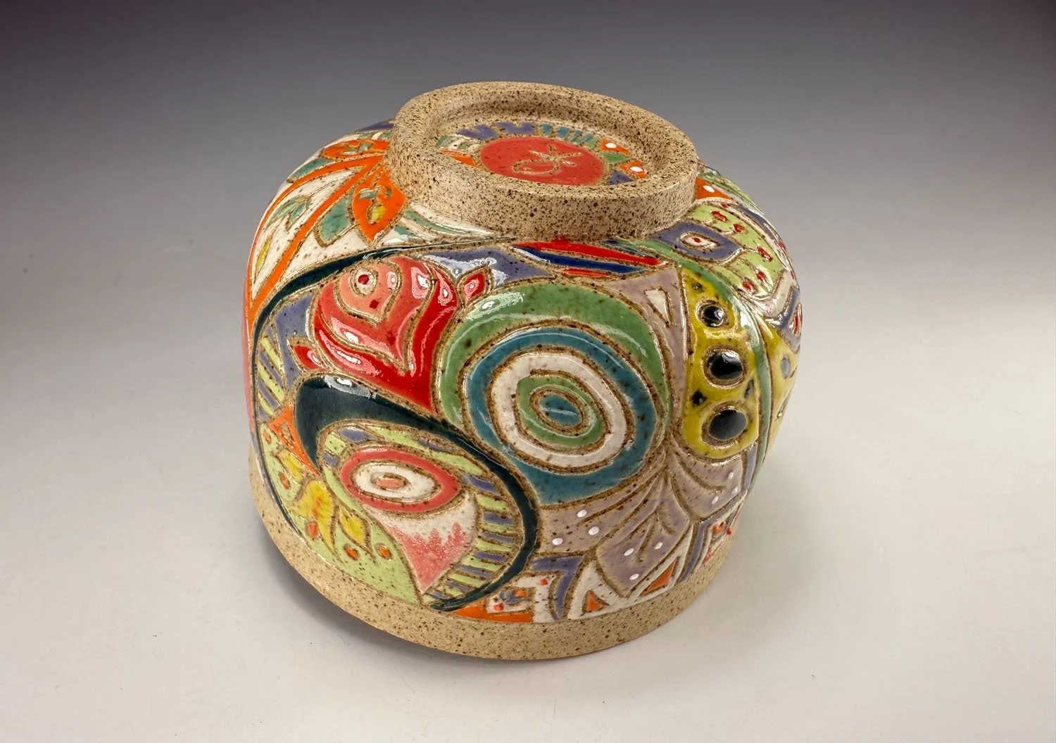 Side 2 view of High five stoneware bowl cup