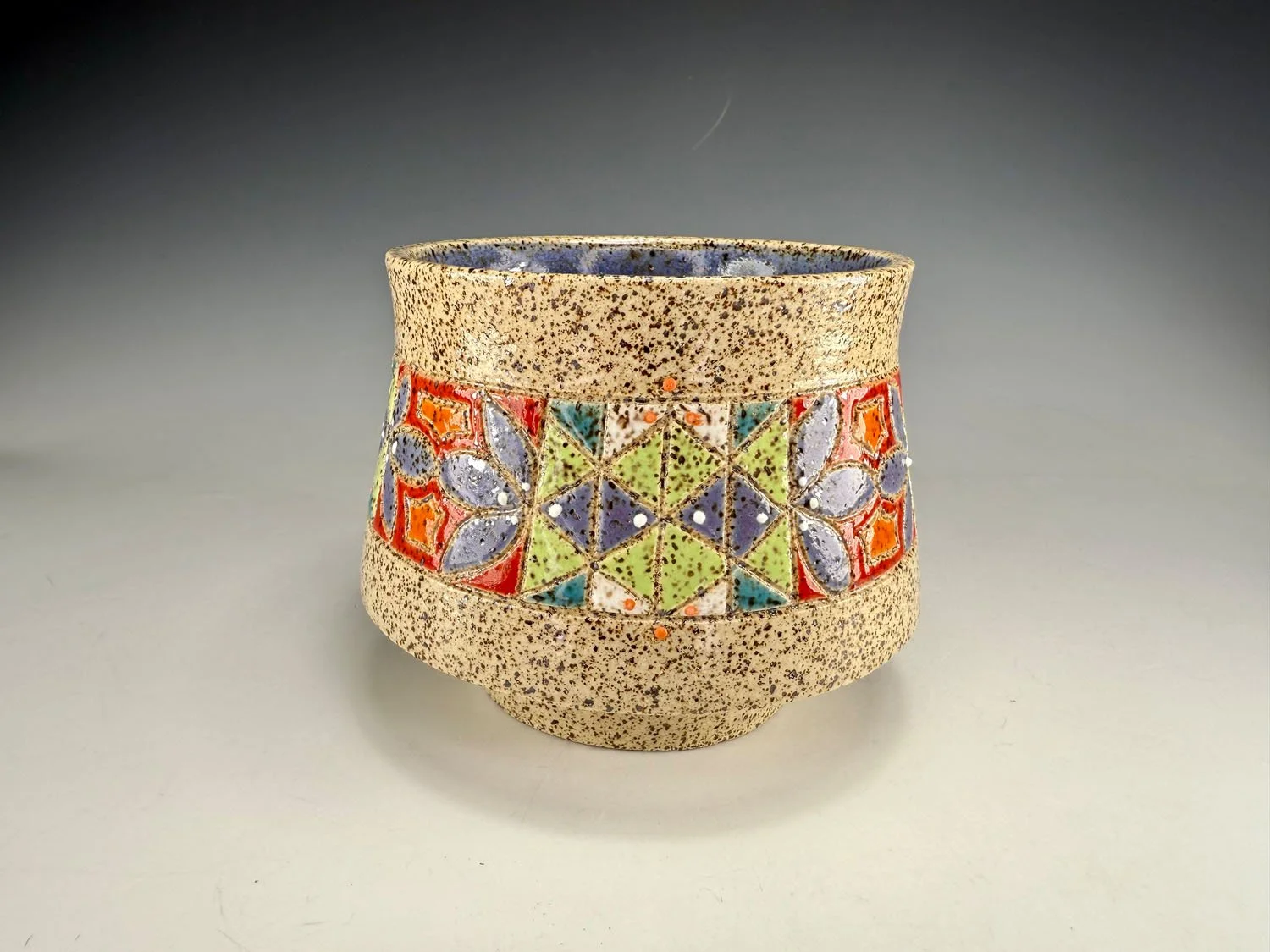Carved small stoneware bowl