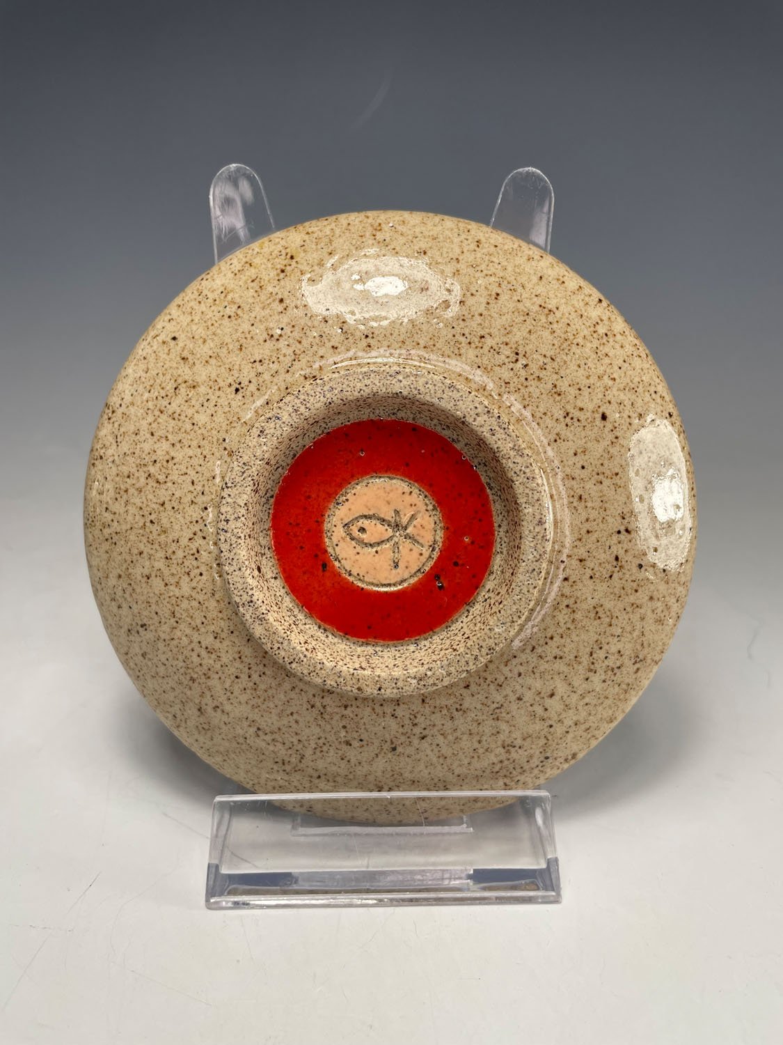 Back of Peach petals stoneware trinket dish